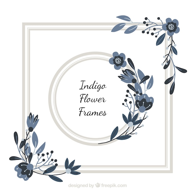 Indigo floral frame