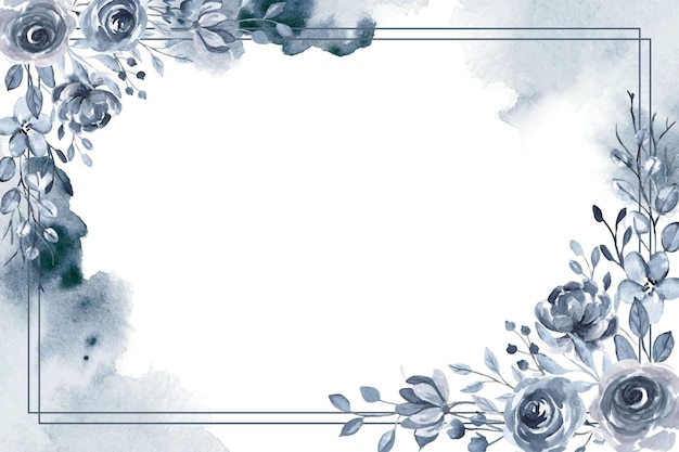 Vettore gratuito sfondo cornice acquerello fiore indaco con spazio bianco