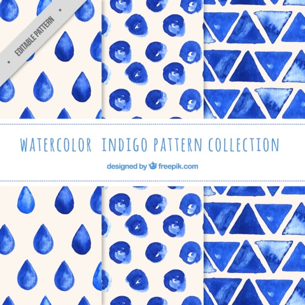 Free vector indigo patterns, hand painted