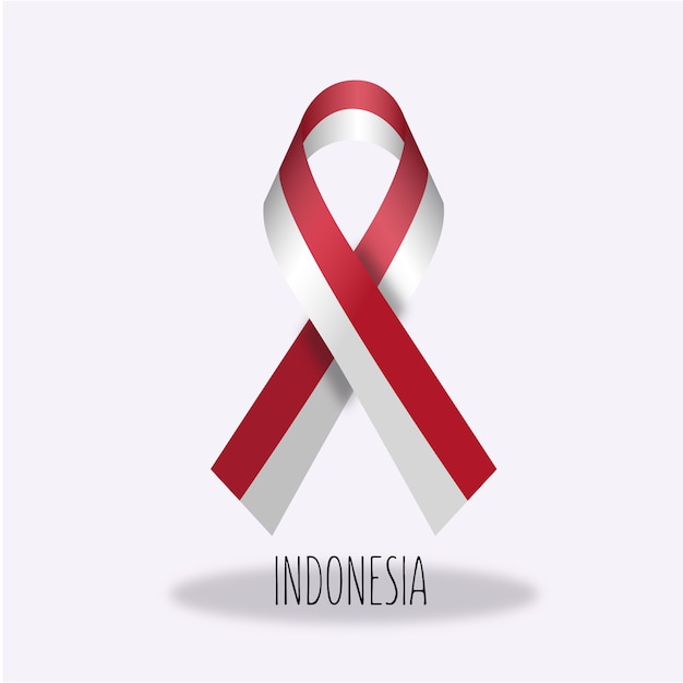 Indonesia flag ribbon design