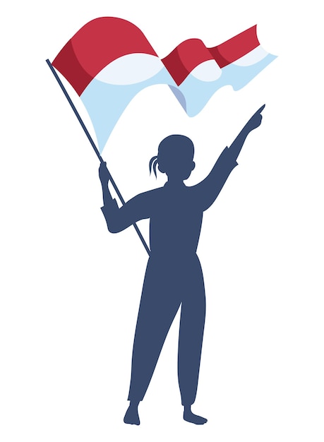 Free vector indonesia independence day illustration with woman and flag