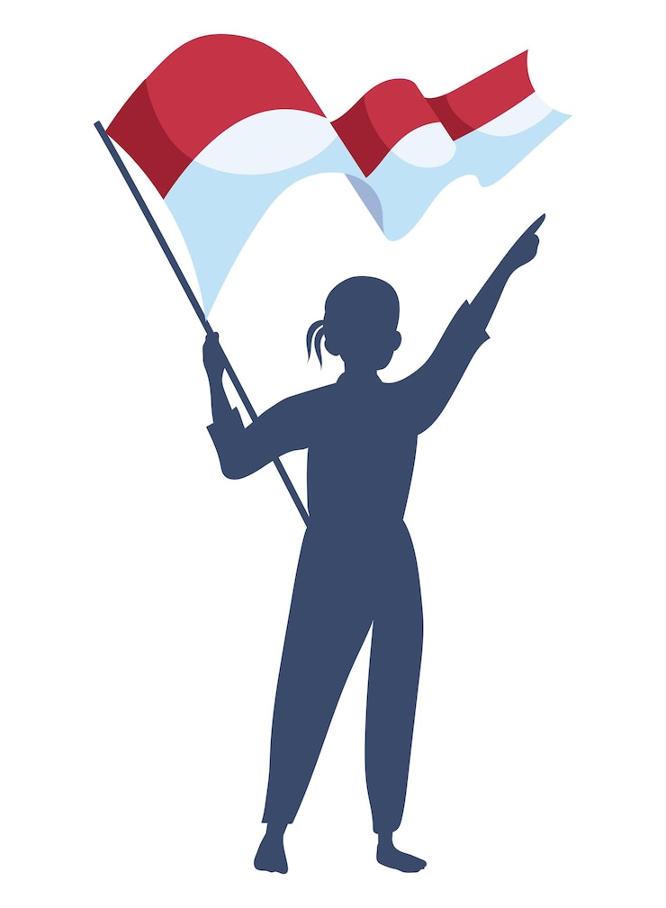 Free Vector indonesia independence day illustration with woman and flag