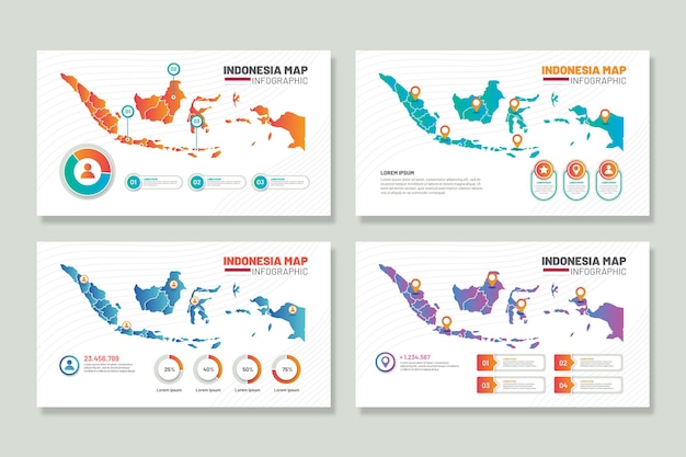 無料ベクター インドネシアの地図のインフォグラフィック