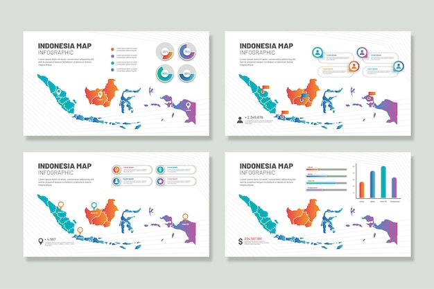 Free vector indonesia map infographics