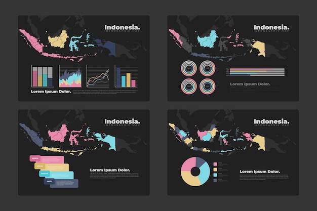 Vettore gratuito indonesia mappa infografica