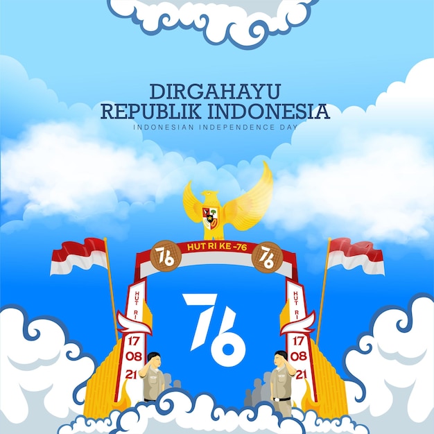 Free vector indonesia's 76th independence day celebration background