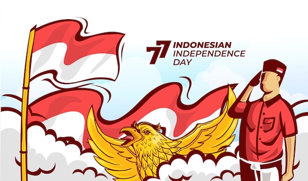 Illustrazione del fondo di celebrazione del 77esimo giorno dell'indipendenza dell'indonesia