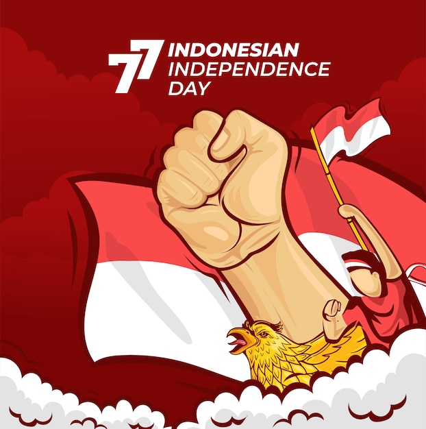 Vettore gratuito illustrazione del fondo di celebrazione del 77esimo giorno dell'indipendenza dell'indonesia