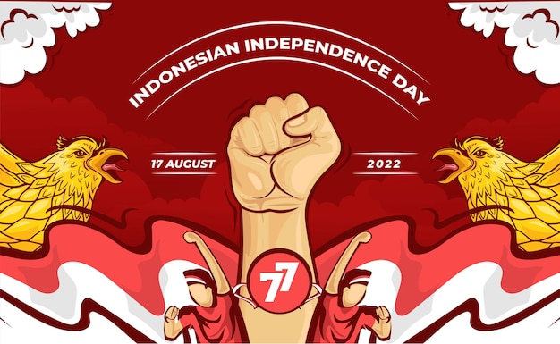 Indonesia's 77th independence day celebration background illustration