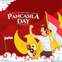 Free vector indonesia's pancasila day celebration background