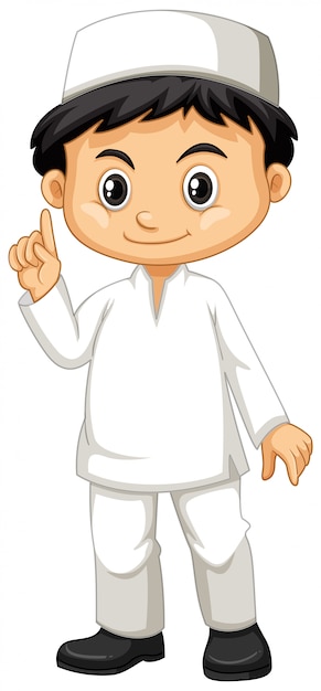 Indonesian boy in white outfit