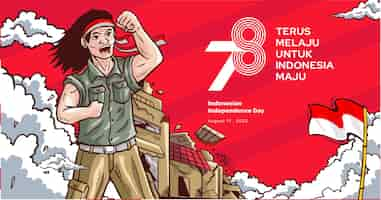 Free vector indonesian independence day background august 2023