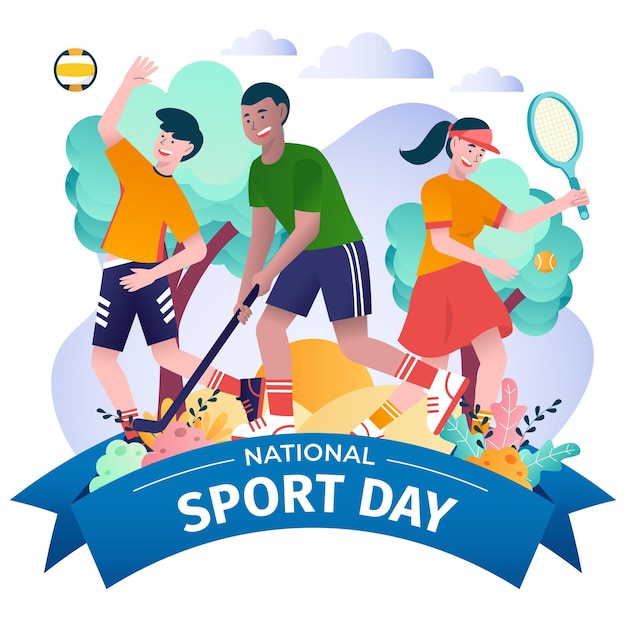 Free vector indonesian national sports day illustration