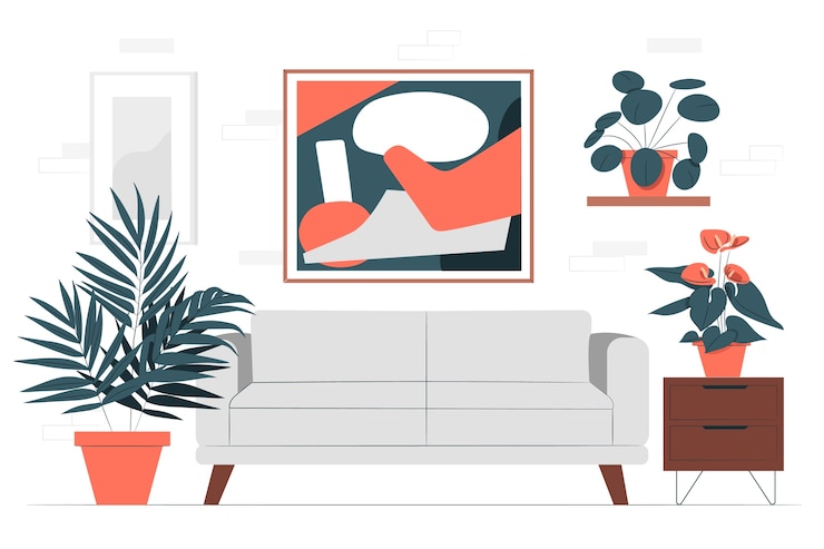 無料Vector 屋内植物の概念図