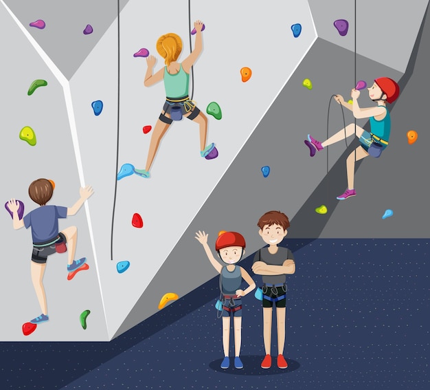 Free vector indoor rock climbing gym