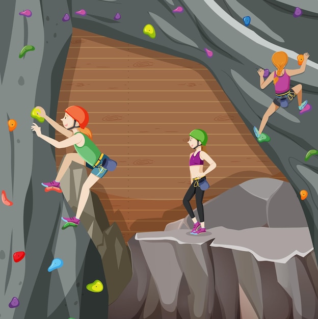 Free vector indoor rock climbing gym