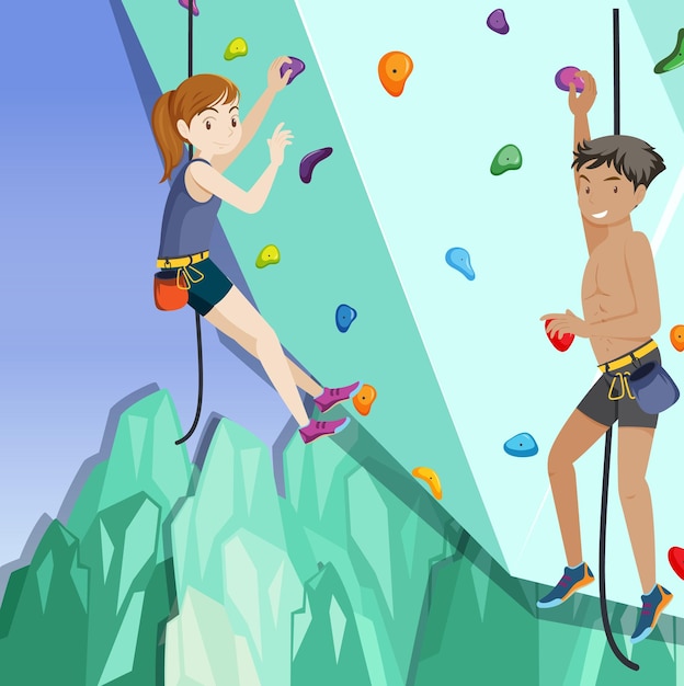 Free vector indoor rock climbing gym