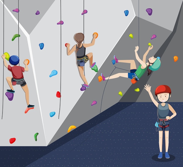 Free vector indoor rock climbing gym