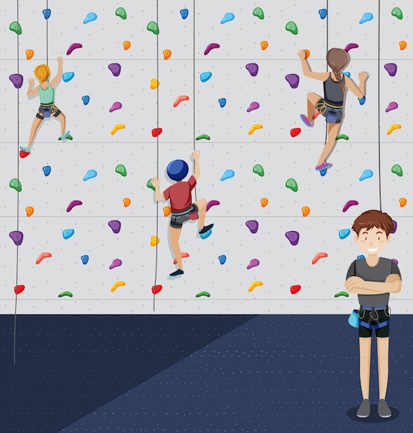 Free vector indoor rock climbing gym