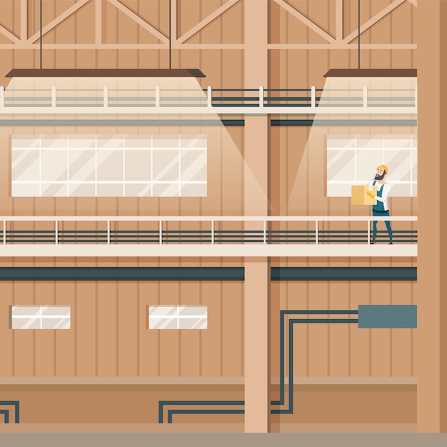 Бесплатное векторное изображение Промышленный завод пустой склад внутренний дизайн