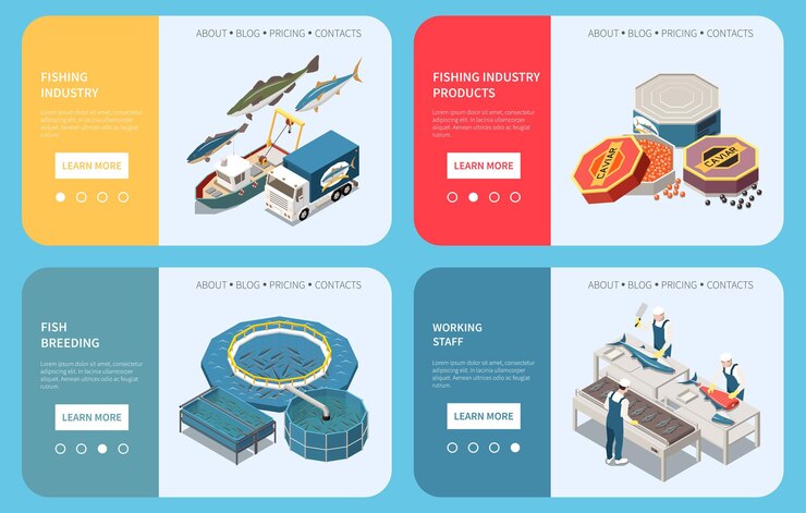 Free Vector industrial fish production web concept