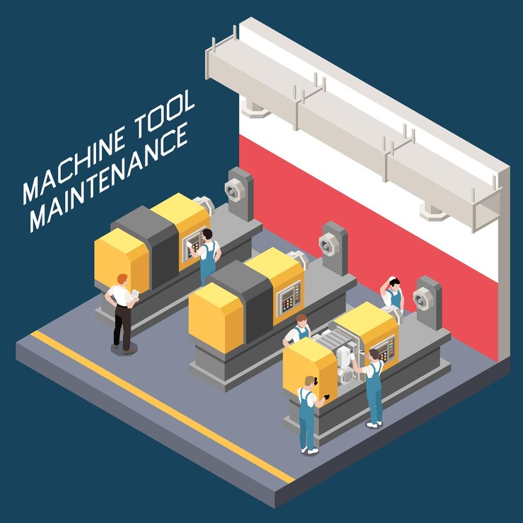 Free Vector industrial maintenance engineer technician isometric concept with maintenance of technically complex facilities vector illustration