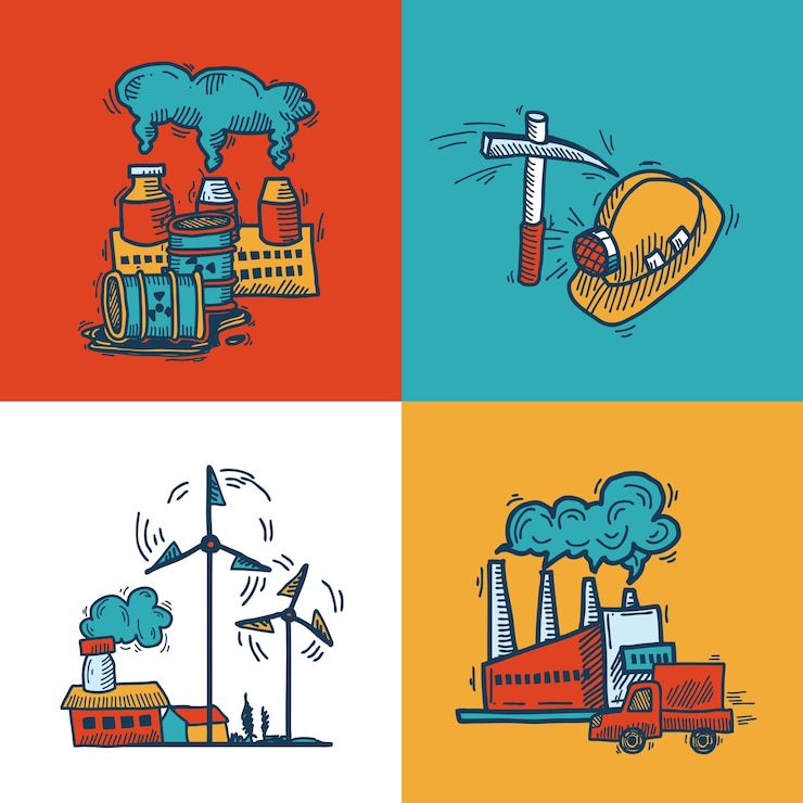 Free Vector industrial sketch banner design
