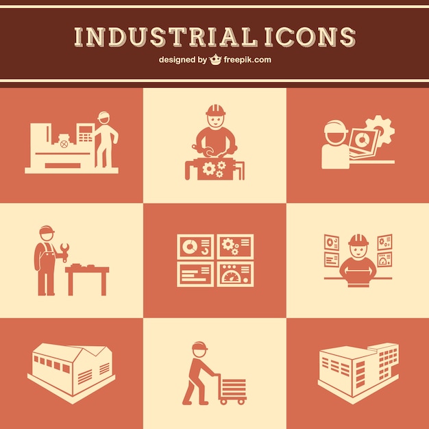 Lavoro industriale vector set gratuito