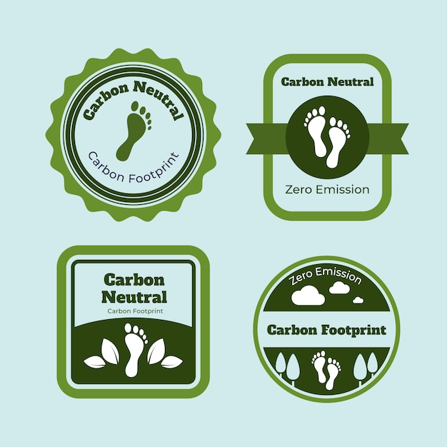 Free vector industry hand drawn flat carbon footprint labels or stamps