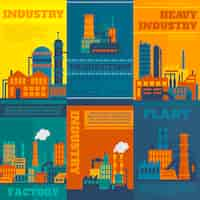 Free vector industry illustrations with text template set