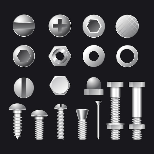 Industry realistic nuts and bolts collection