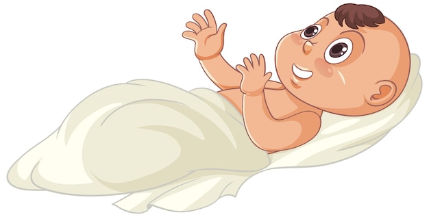Vettore gratuito neonato neonato avvolto nel personaggio dei cartoni animati di stoffa