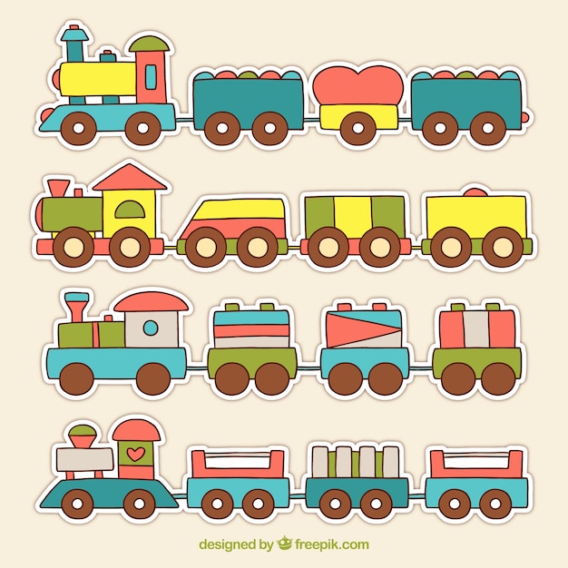 Vettore gratuito collezione infantile del treno