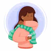 Free vector infected woman coughing illustration