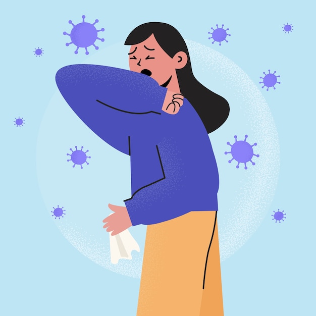 Infected woman coughing