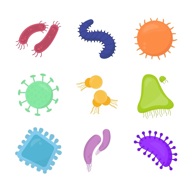 Free vector infection bacteria and pandemic virus flat design