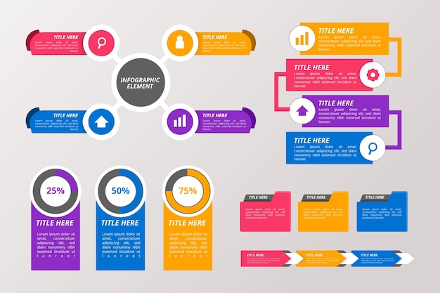 Vettore gratuito stile di raccolta degli elementi infografici