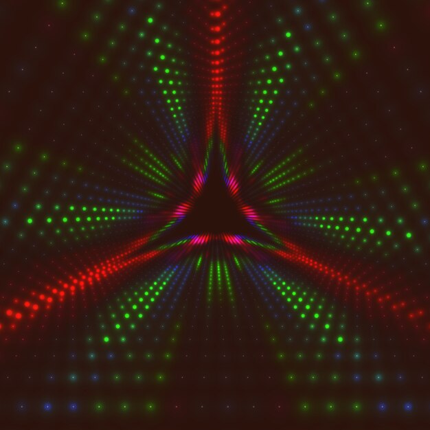 Infinite triangular tunnel of shining flares