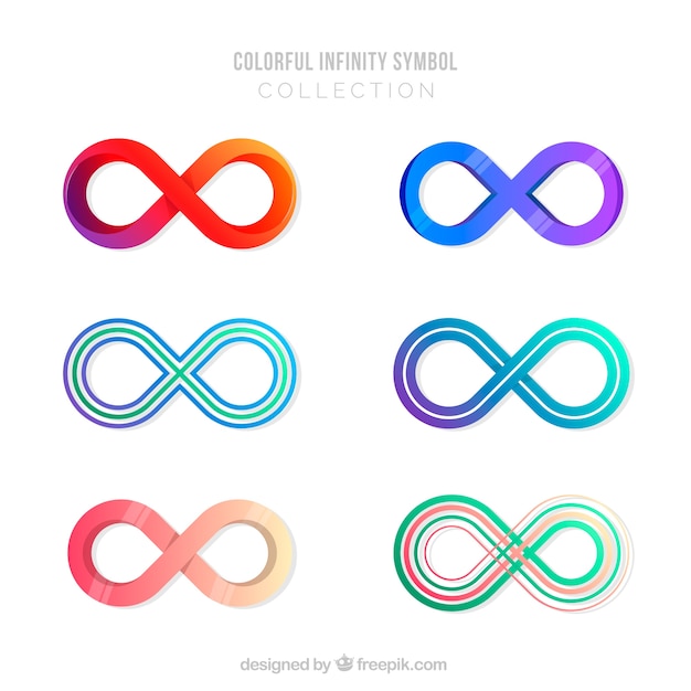Бесплатное векторное изображение Коллекция символов infinity с цветами
