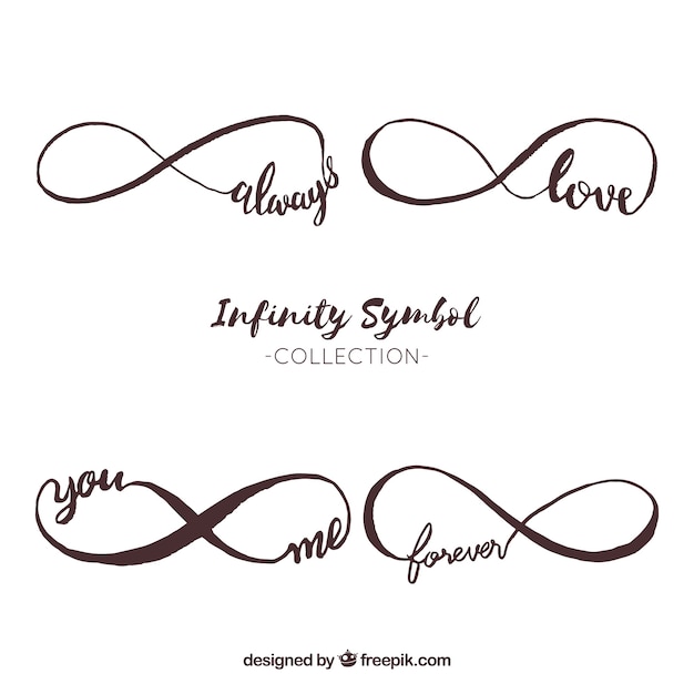 Infinity symbol collection with word