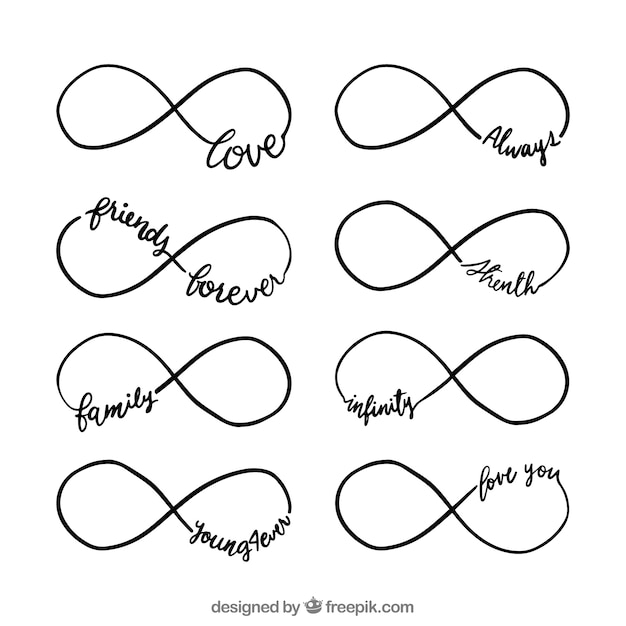 Infinity symbol collection with word