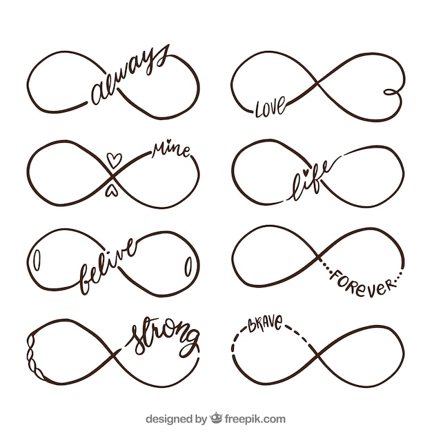 Free vector infinity symbol collection with word