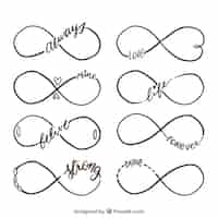 Free vector infinity symbol collection with word