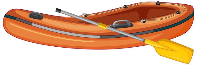 Inflatable boat with oars on white background