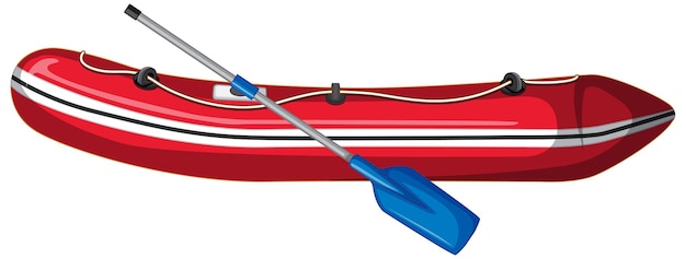 Inflatable boat with oars on white background