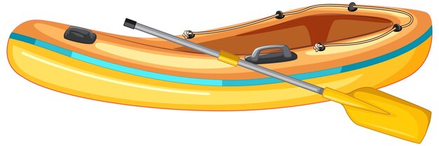 Inflatable boat with oars on white background