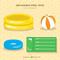 Vettore gratuito piscina giocattoli pacchetto gonfiabile in colori tenui