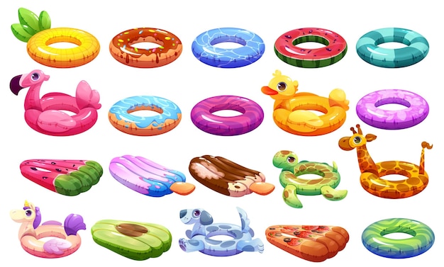 Inflatable rubber swim pool ring cartoon vector