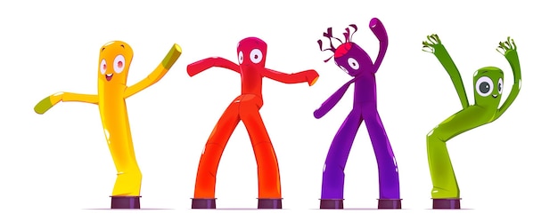 Free vector inflatable tube men, dancing and waving arm advertising characters.