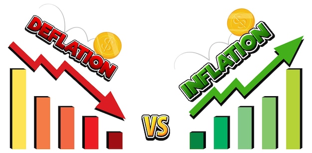 Vettore gratuito inflazione vs deflazione con freccia su e giù
